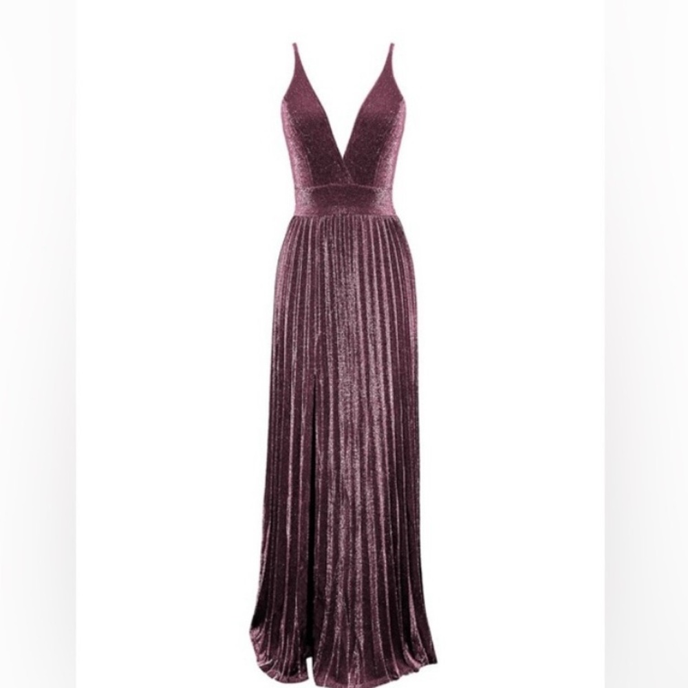 Dress the Population Danea Floor Length Purple Shimmer Dress SZ medium